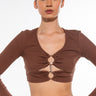 Front View Lets Link Ribbed Long Sleeve Crop Top