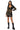 Back View Lets Link Up Faux Leather Chain Detail Mini Hoodie Dress