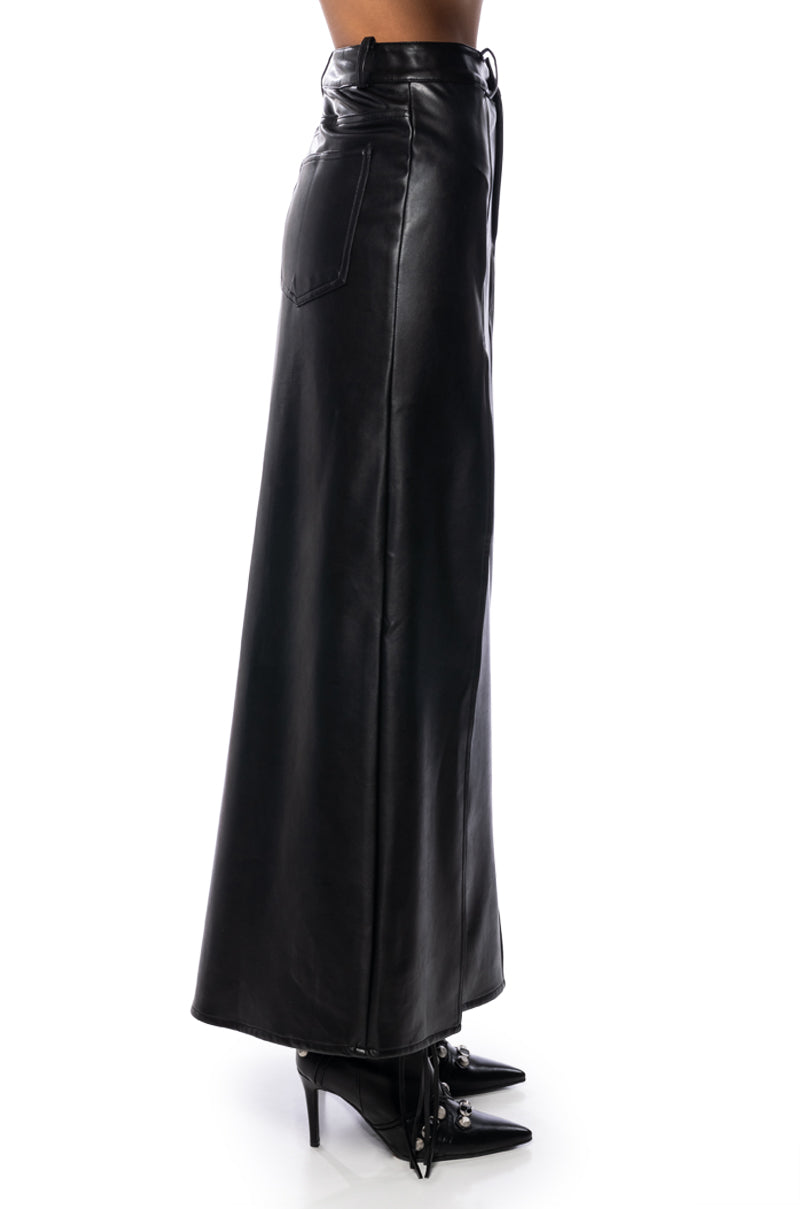 Extra View Level Up Faux Leather Double Slit Maxi Skirt