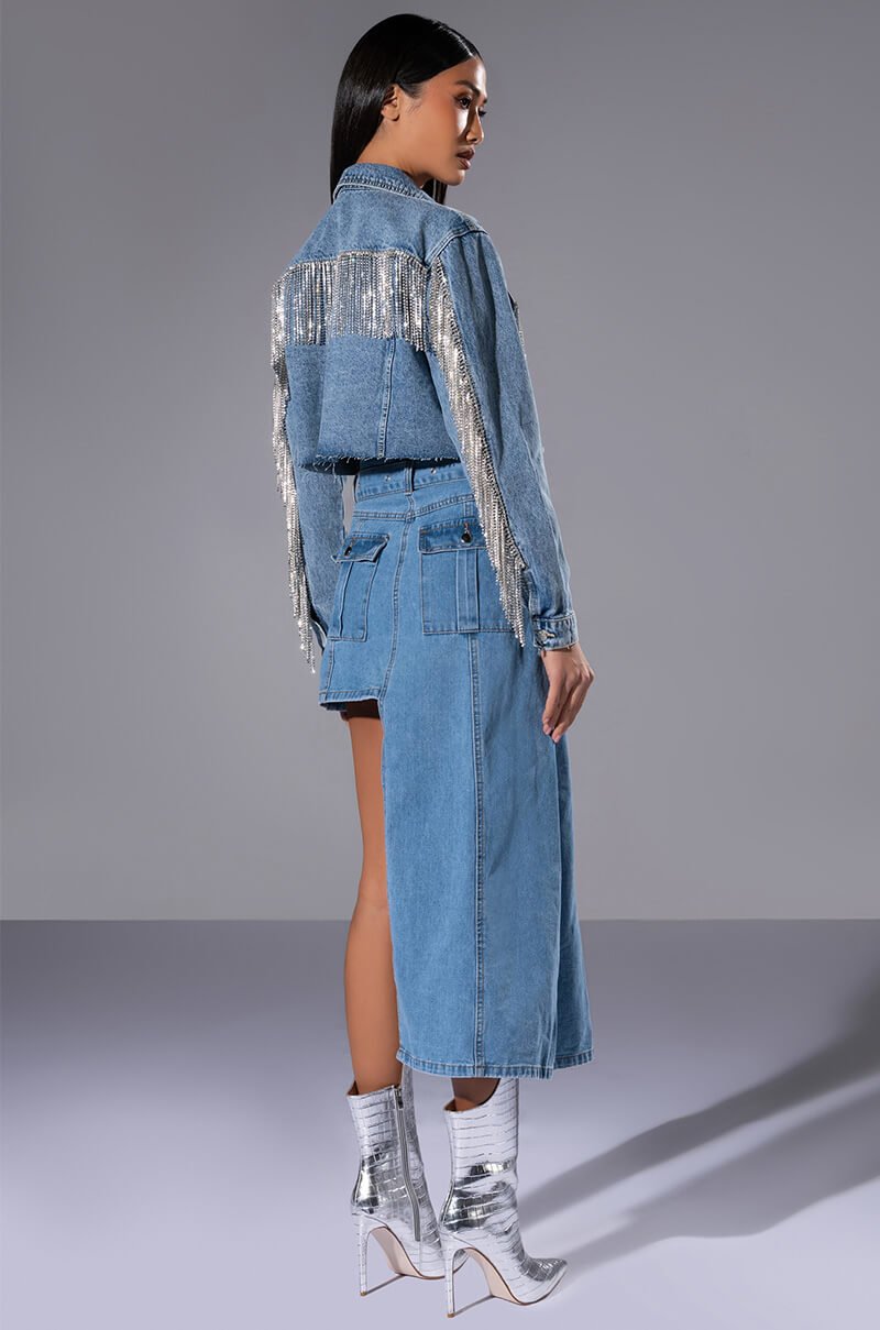 Detail View Level Up Maxi Mini Denim Skirt