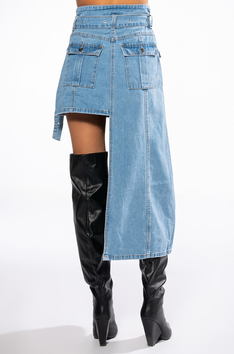Extra View Level Up Maxi Mini Denim Skirt