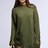 Front View Liana Distressed Oversized Sweater