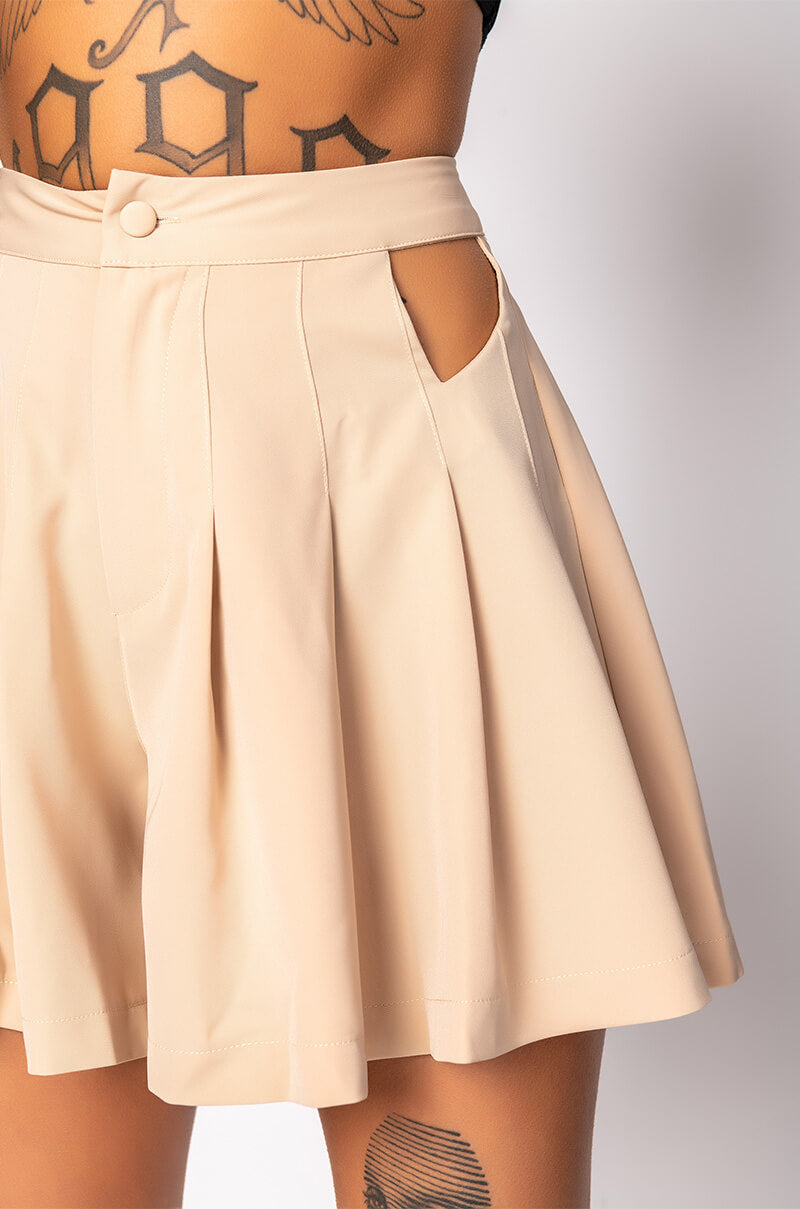 Extra View Libra Rising High Waisted Pleated Cutout Short