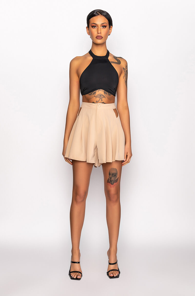 Extra View Libra Rising High Waisted Pleated Cutout Short