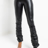 Front View Life In The Stacked Lane Pull On Pu Stacked Leggings in Black