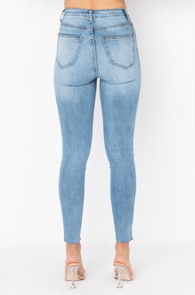 Back View Life Like This Rhinestone Stripe Skinny Jeans