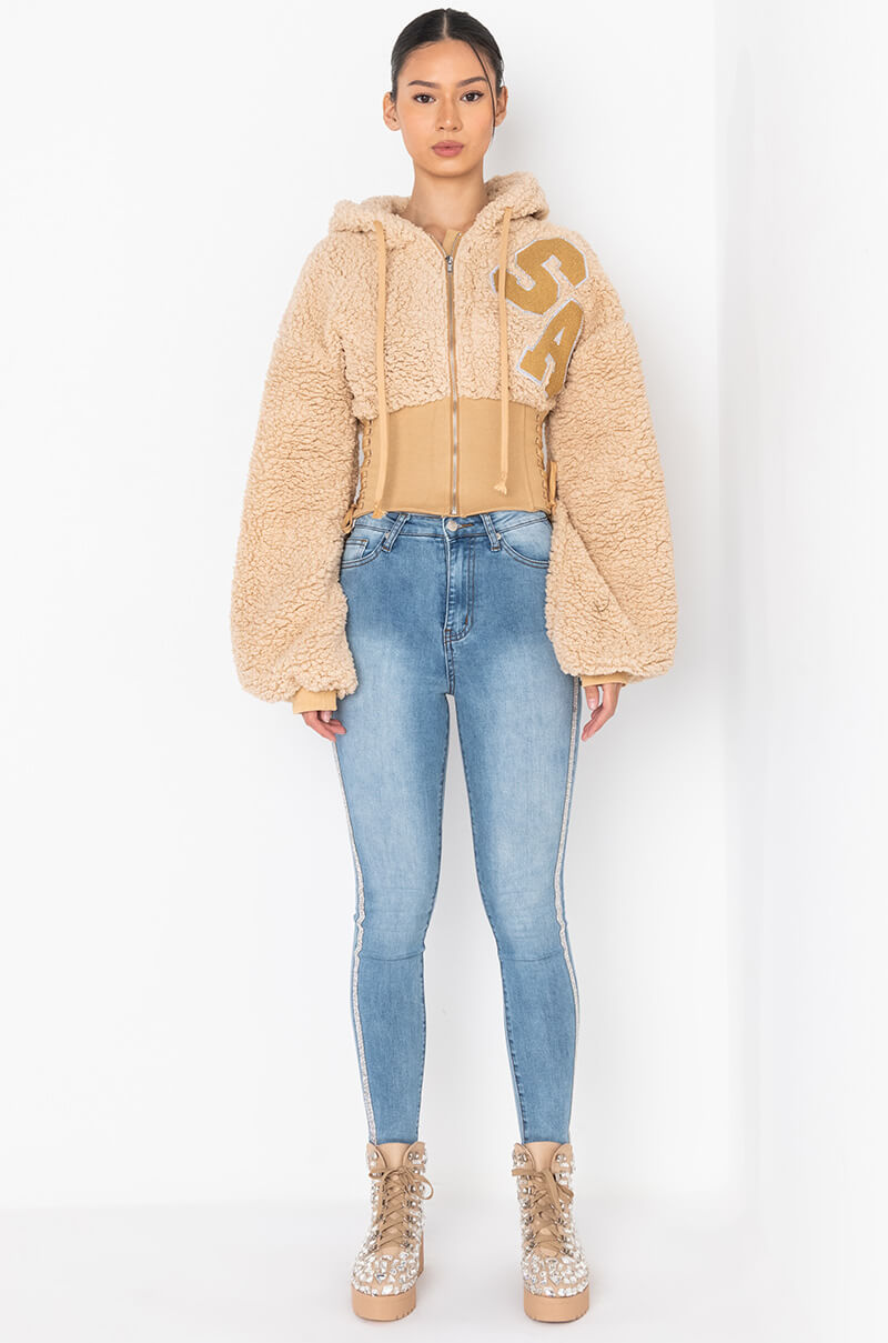 Full View Life Like This Rhinestone Stripe Skinny Jeans