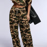 Front View Lift Me Up Wide Leg Camo Jogger Pant