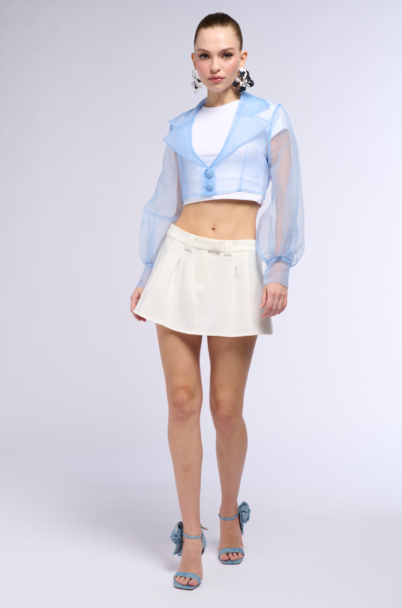 Extra View Lightweight Mesh Crop Blazer In Blue 5