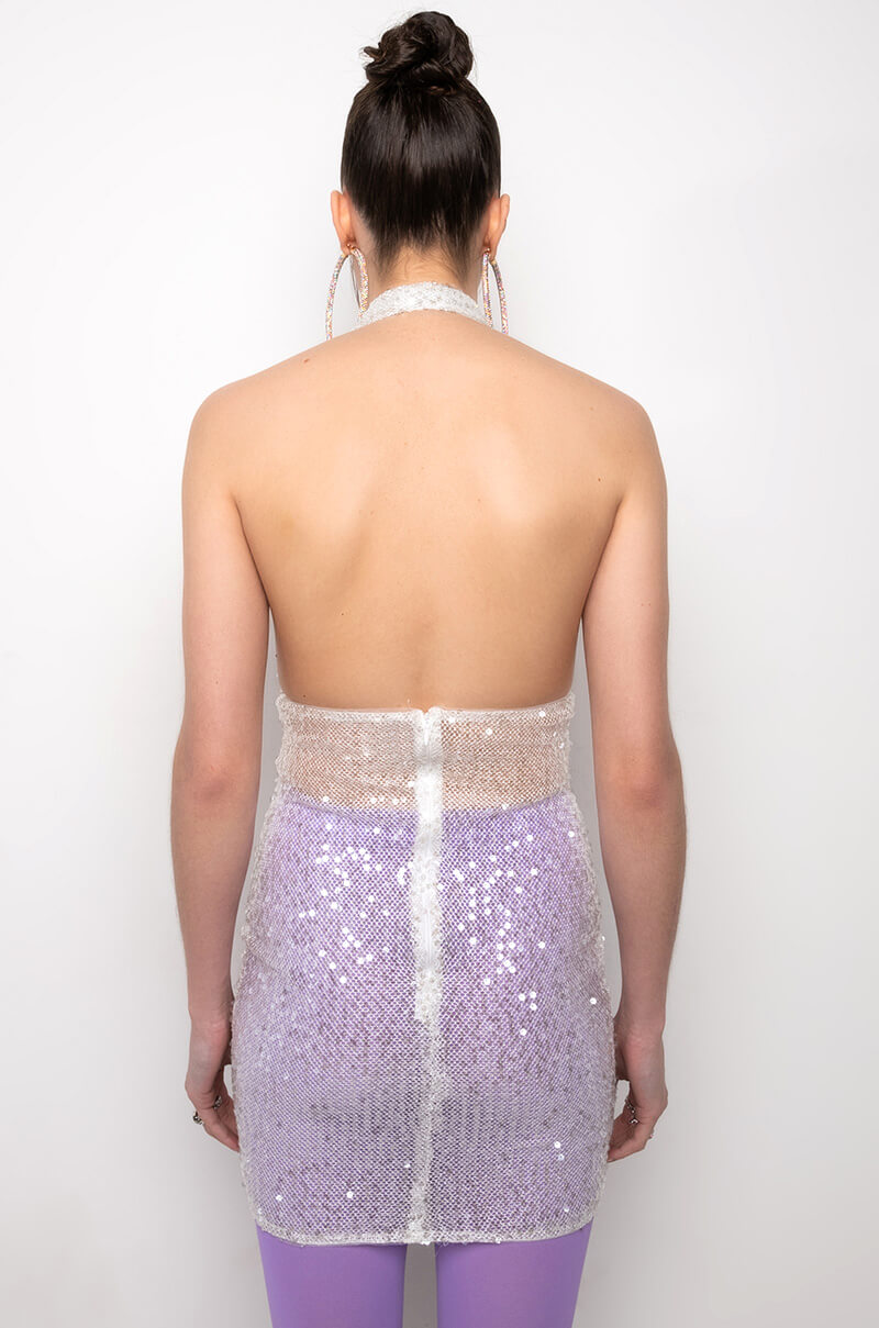 Extra View Like A Disco Ball Sequin Sheer Mini Dress