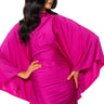 Front View Like A Statue Butterfly Sleeve Mini Dress In Fuchsia