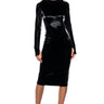 Front View Like Liquid Faux Patent Leather Midi Dress