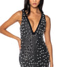 Front View Like Magic Embellished Deep V Mini Dress