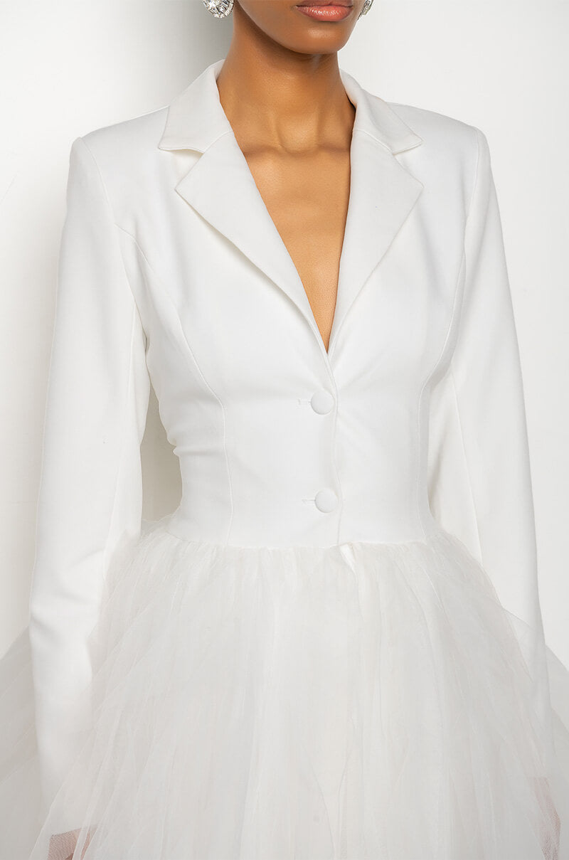Extra View Likewise Blazer Dress With Tulle Skirt