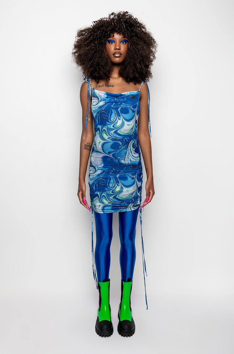 Extra View Lil Baby Mesh Print Mini Dress