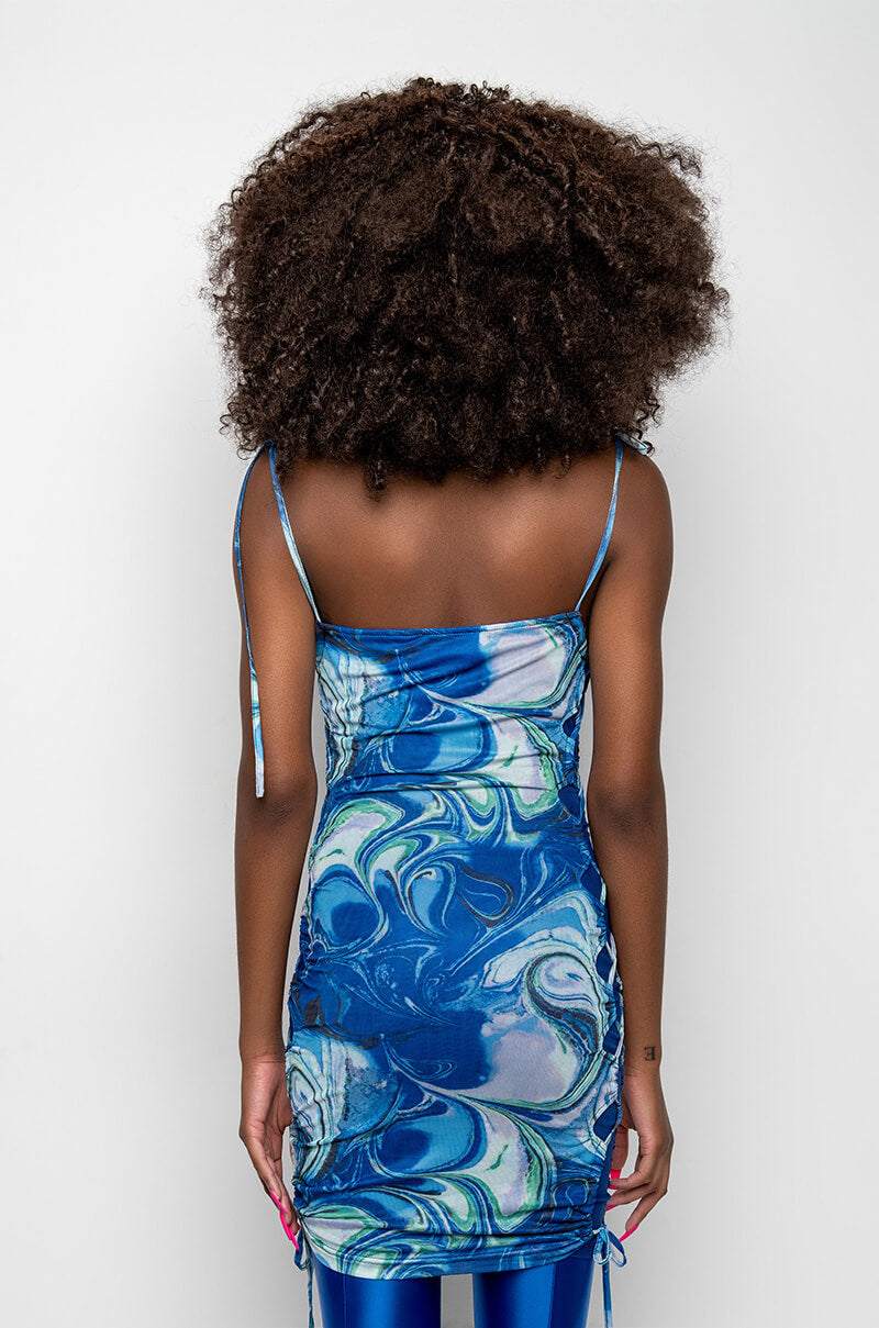 Extra View Lil Baby Mesh Print Mini Dress