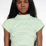 Front View Lil Cutie Open Back Mock Neck Cropped Sweater