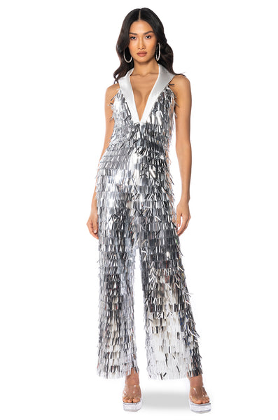 LILA DISCO VIBES SEQUIN JUMPSUIT – AKIRA