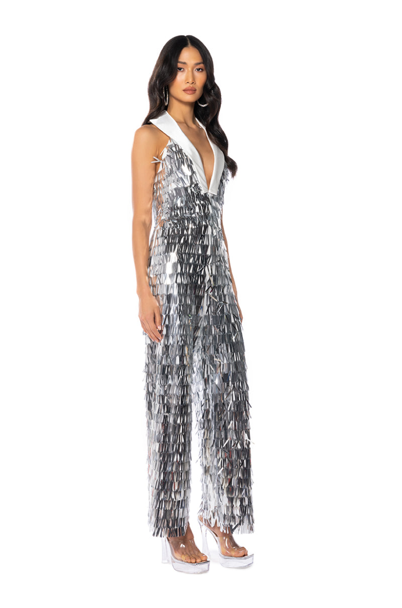 Side View Lila Disco Vibes Sequin Jumpsuit 1