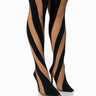 Front View Lilith Mesh Thigh High Boot In Black