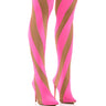 Front View Lilith Mesh Thigh High Boot In Pink