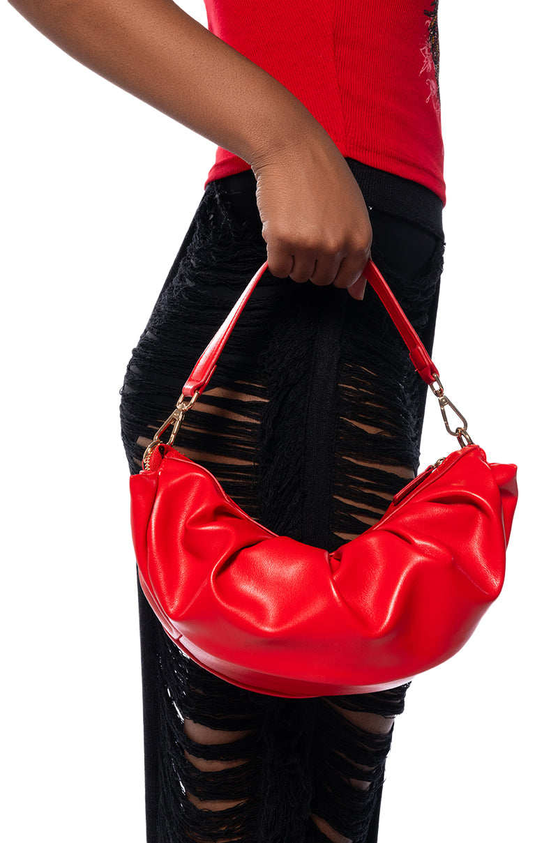 Front View Lillet Red Ruched Bag
