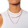 Front View Link Up Embellished Layered Necklace In Gold