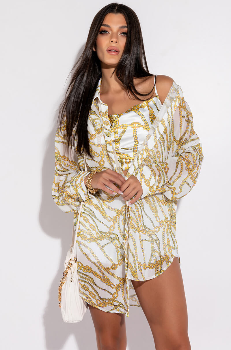 LINK UP OVERSIZED CHIFFON BUTTON DOWN view 0