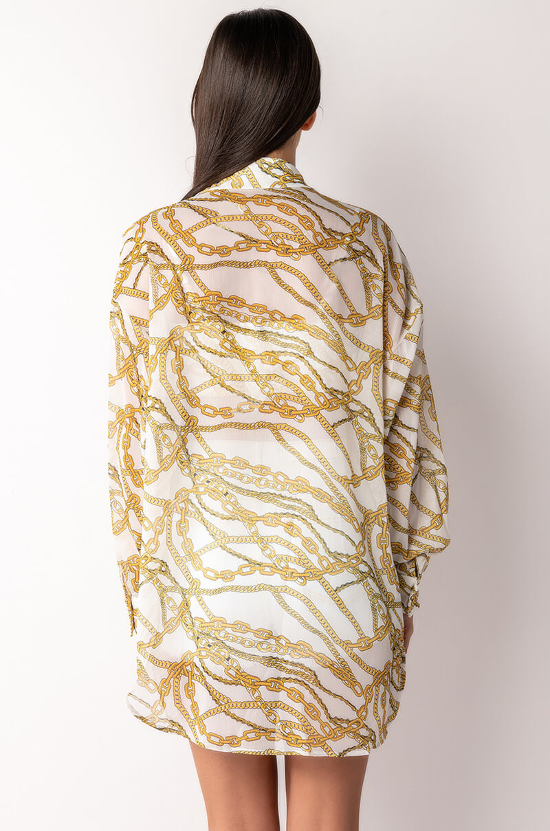 Extra View Link Up Oversized Chiffon Button Down