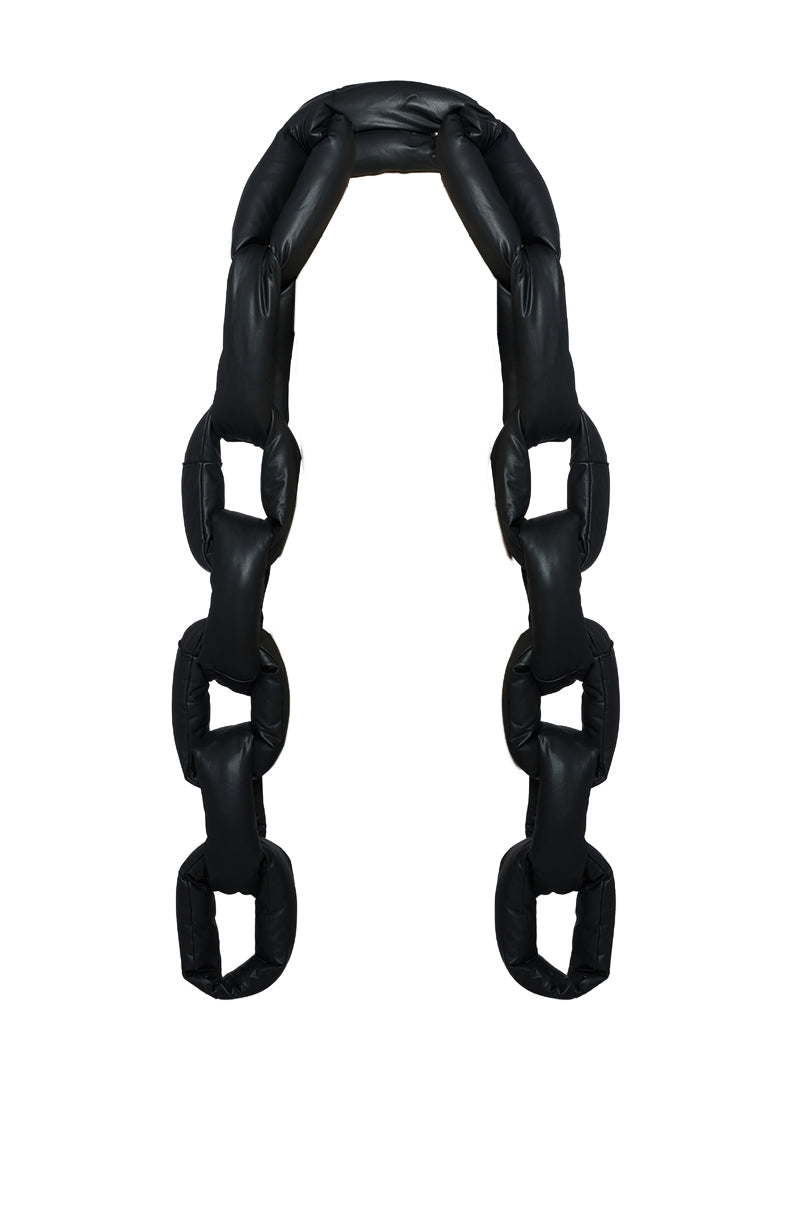 Back View Linked Together Pu Chain Scarf