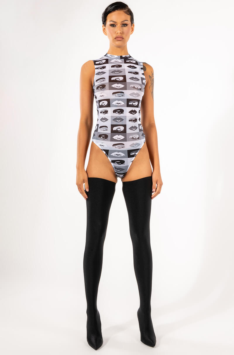 Extra View Lip Service Sleeveless Mesh Bodysuit