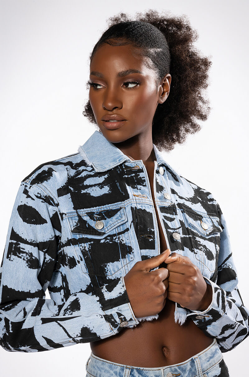 LIPS ARE SEALED GRAPHIC DENIM JACKET view 0