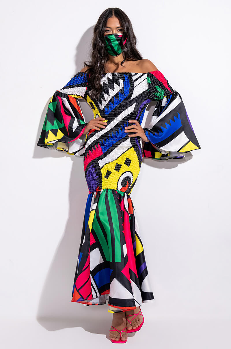 Front View Livin For Today Off The Shoulder Maxi Dress