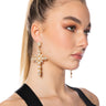 Front View Livin On A Prayer Pearl Embellished Drop Earrings