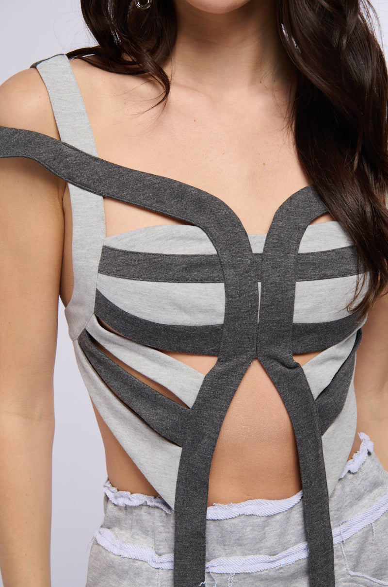 Extra View Living Easy Cut Out Color Block Crop Top