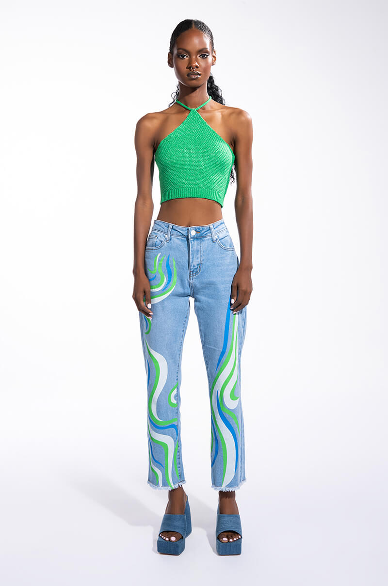 Extra View Living For The Weekend Crochet Halter Crop Top 6