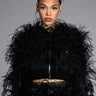 Front View Living It Up Spikes And Feathers Cropped Bomber