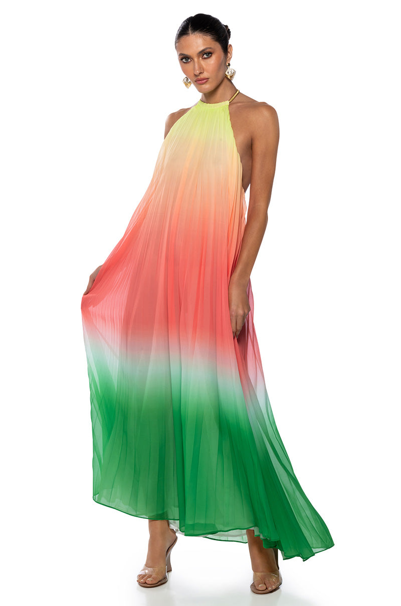 LIVING MY LIFE HALTER NECK OMBRE MAXI DRESS view 0