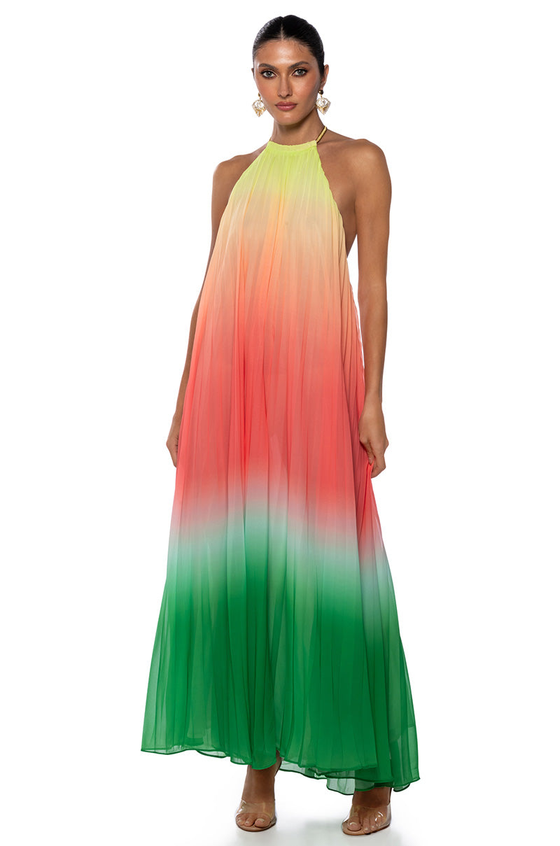 Side View Living My Life Halter Neck Ombre Maxi Dress