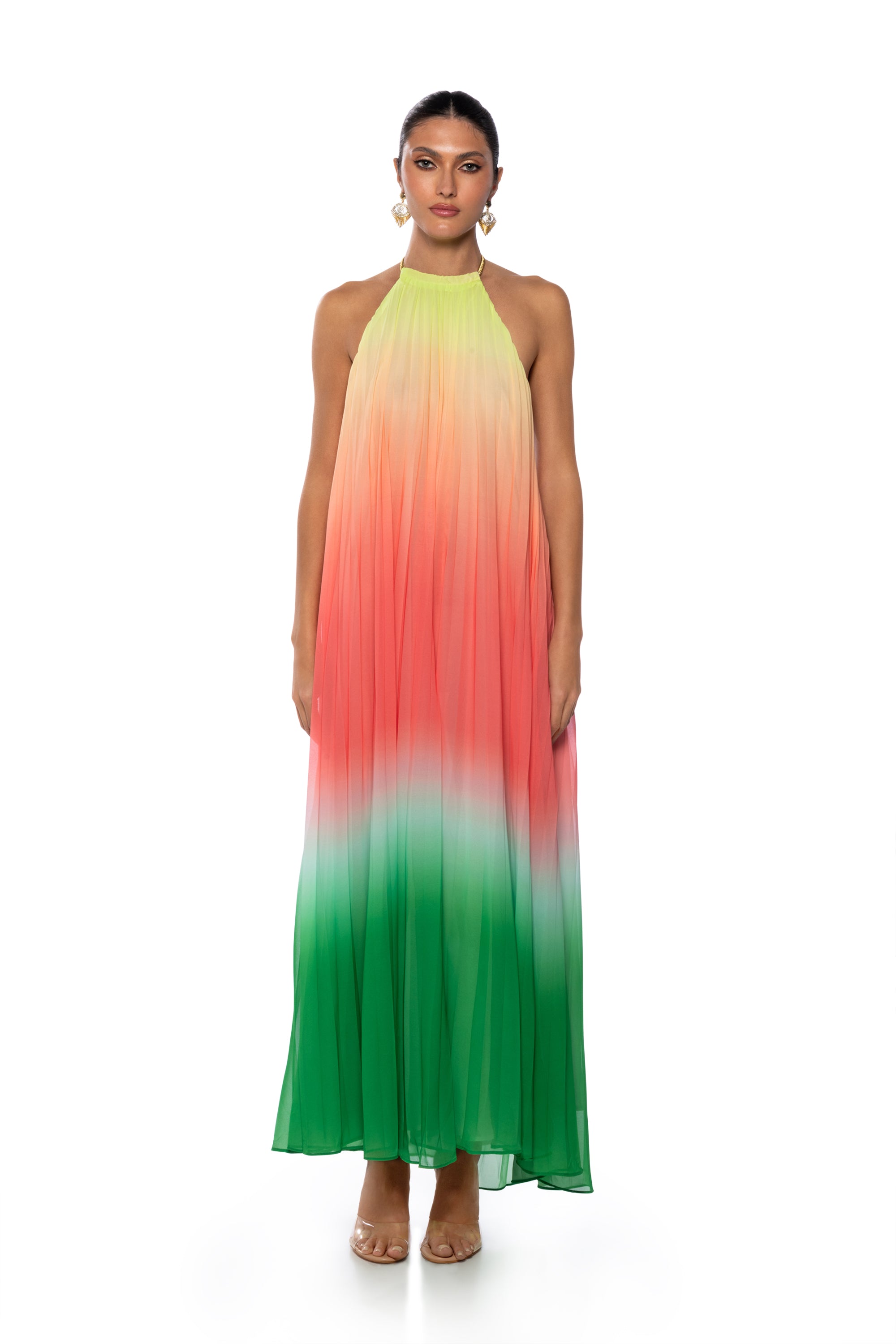Extra View Living My Life Halter Neck Ombre Maxi Dress