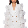 Front View Living Over The Top Ruffle Sleeve Blazer Mini Dress In White