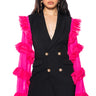 Front View Living Over The Top Ruffle Sleeve Blazer Mini Dress