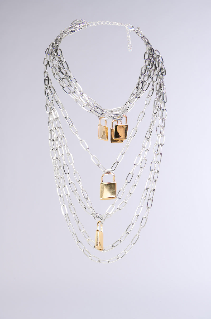 Side View Locked In Layered Necklace
