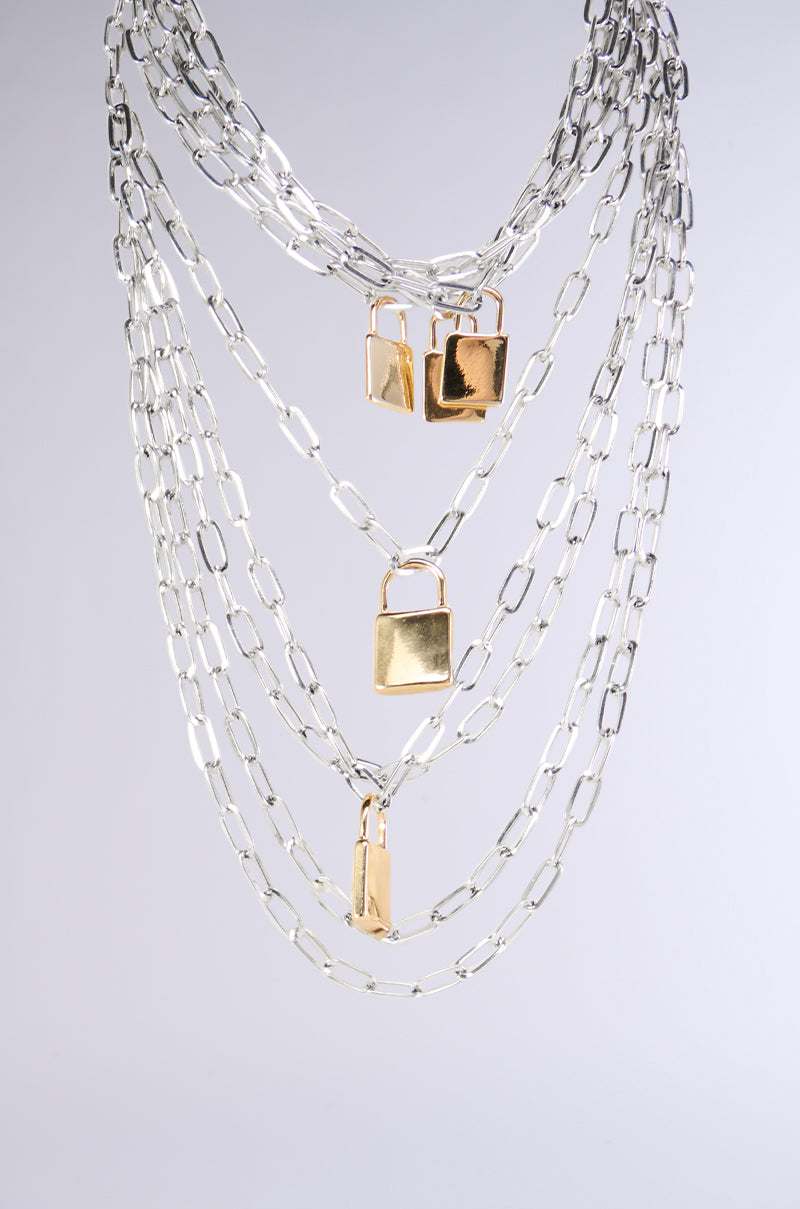 Back View Locked In Layered Necklace