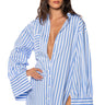 Front View Logan Striped Poplin Mini Dress