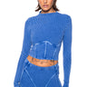 Front View Lola Mineral Wash Corset Long Sleeve Top