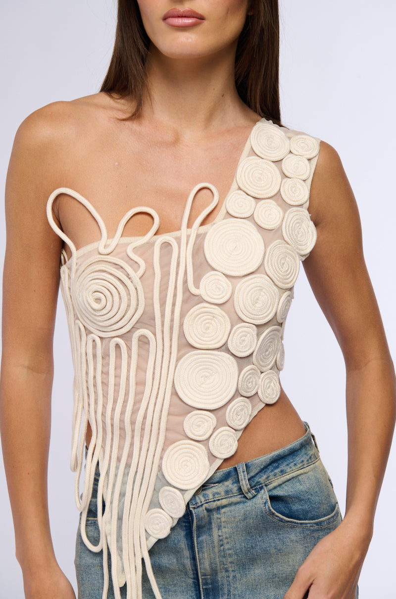 Back View Lola Swirled Detail One Shoulder Top 4
