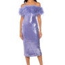 Front View Lolo Feather Detail Strapless Sequin Maxi Dress In Purple