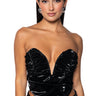 Front View London Lights Ruched Faux Leather Sweetheart Neckline Corset