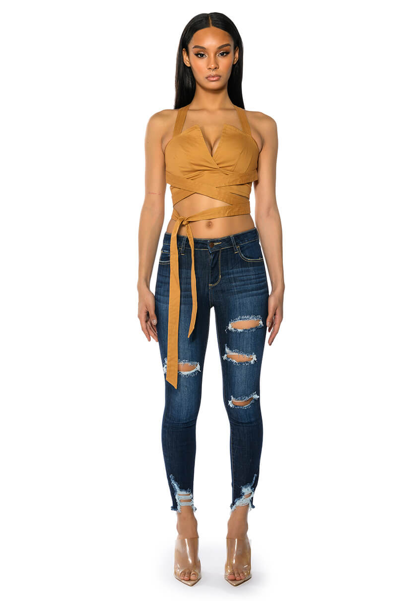 Back View Londyn Cross Back Wrap Tank Top 5